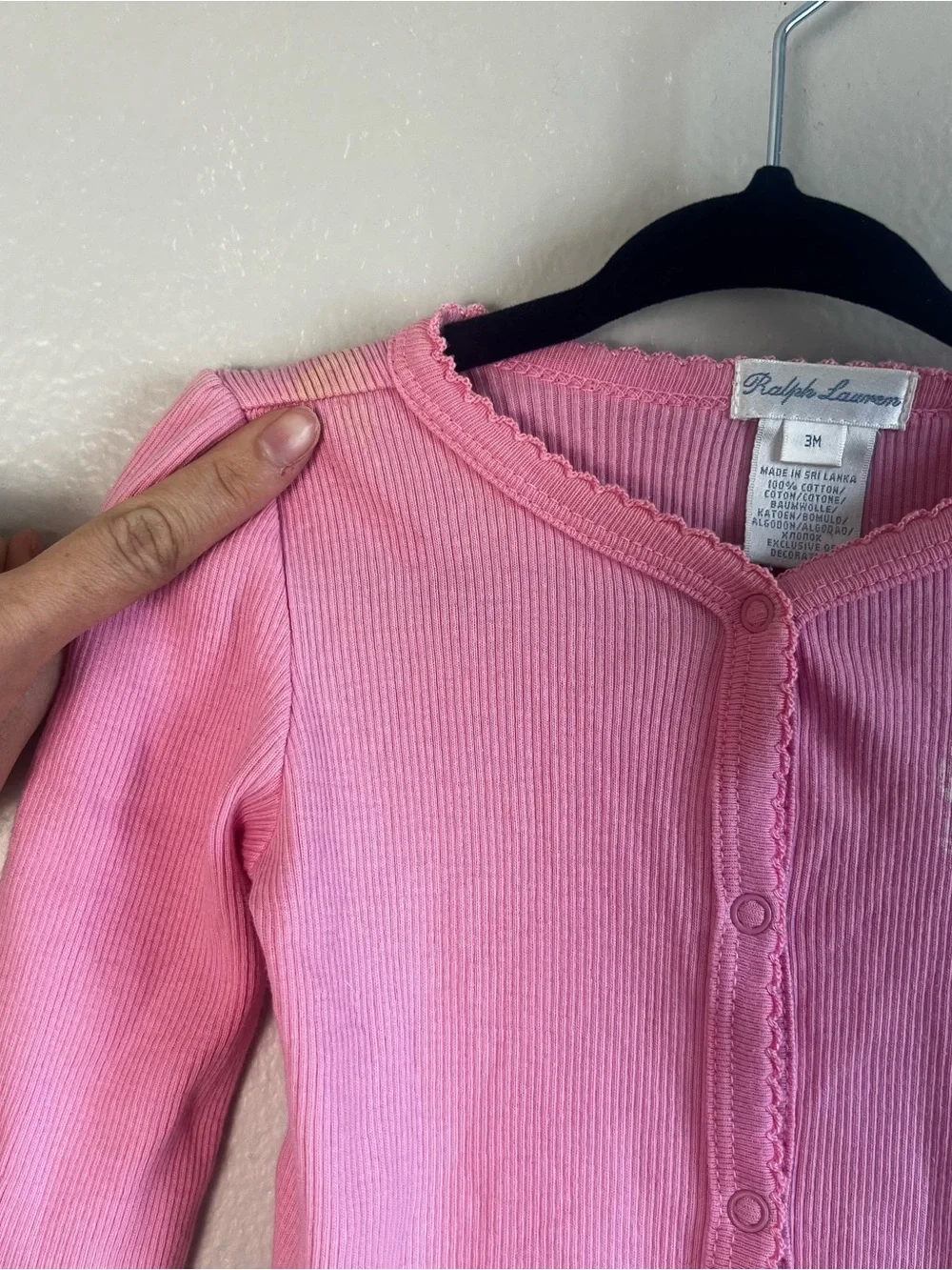 Ralph Lauren Pink Baby Girl Footie Pajama Soft Onesie Cute Snap Button Up 3M